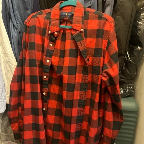 Polo by Ralph Lauren Red and Black Casual Button Down Shirt - Picture 2 of 6